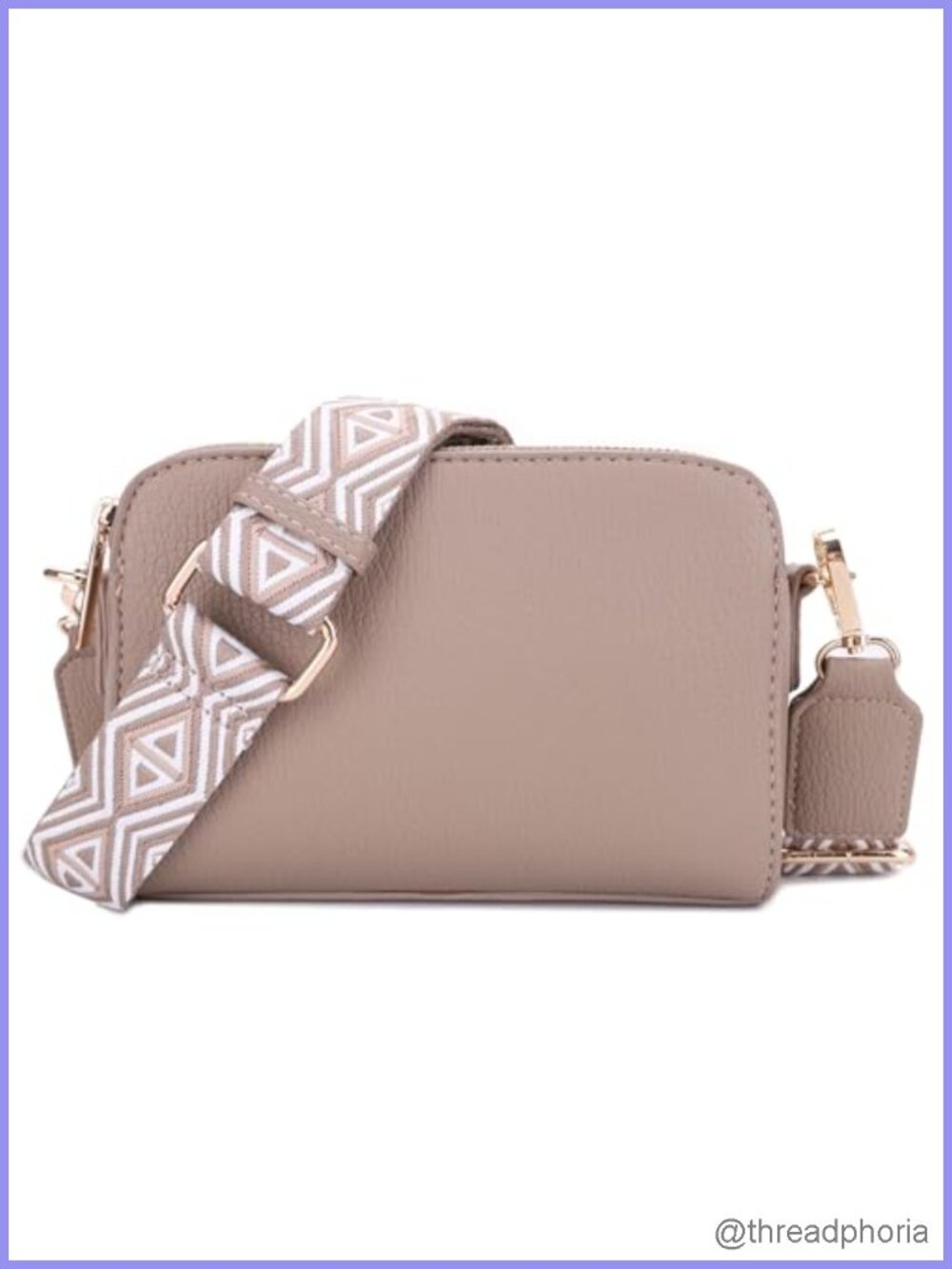 Vegan Leather Crossbody Bag for Women with Triple Zippered Compartments